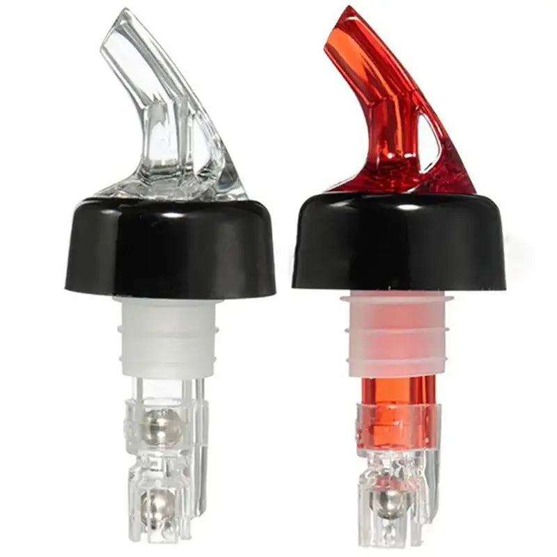 Clear and red plastic liquor pourer bottle dispenser kitchen barware