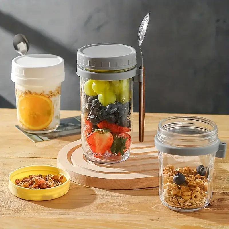 Clear borosilicate drinking glasses set kitchen yogurt jars with lid