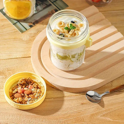 Clear borosilicate drinking glasses set kitchen yogurt jars with lid