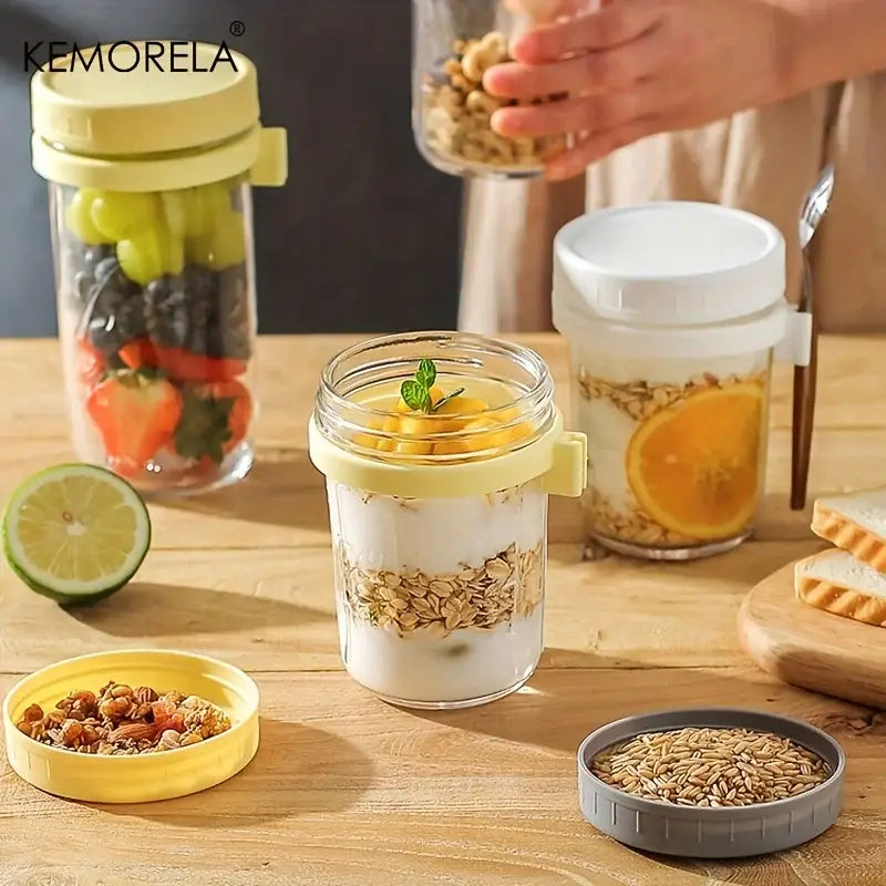Clear borosilicate drinking glasses set kitchen yogurt jars with lid