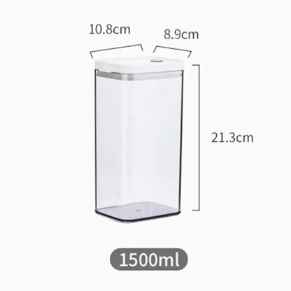 Clear bulk hermetic food storage containers with white lids kitchen