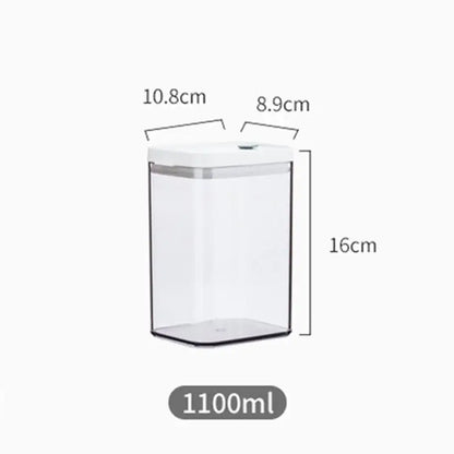 Clear bulk hermetic food storage containers with white lids kitchen