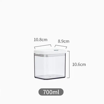 Clear bulk hermetic food storage containers with white lids kitchen