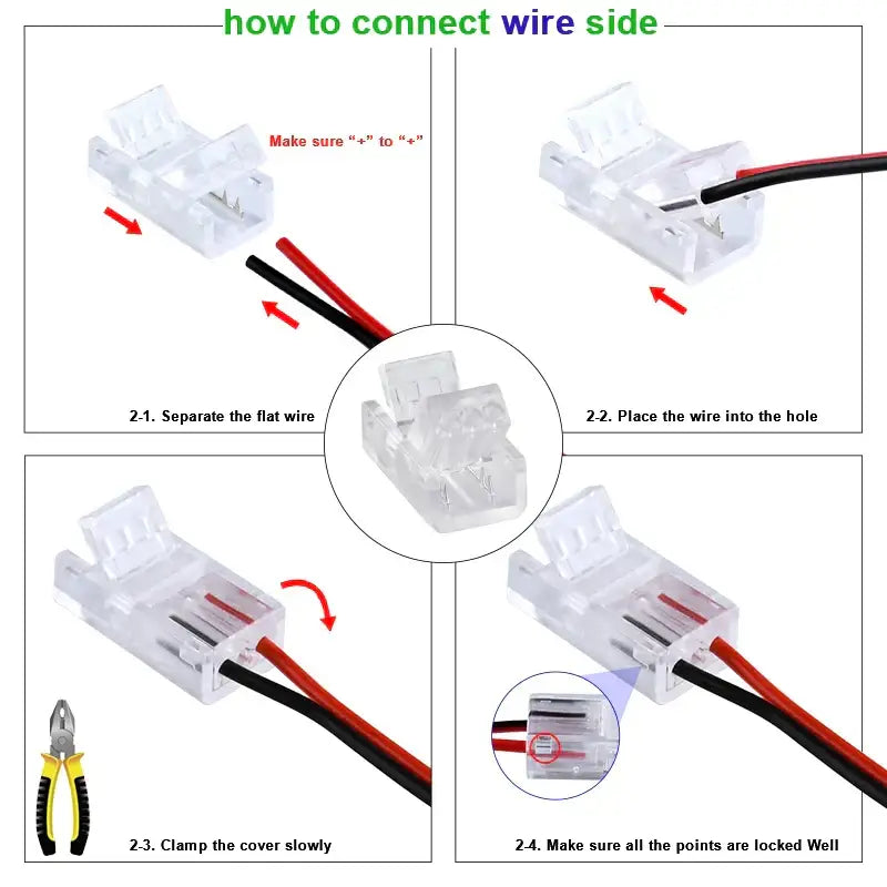 Clear cob led strip connectors 2-pin l-shape kitchen clips