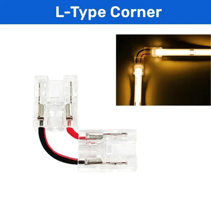 Clear cob led strip connectors 2-pin l-shape kitchen clips