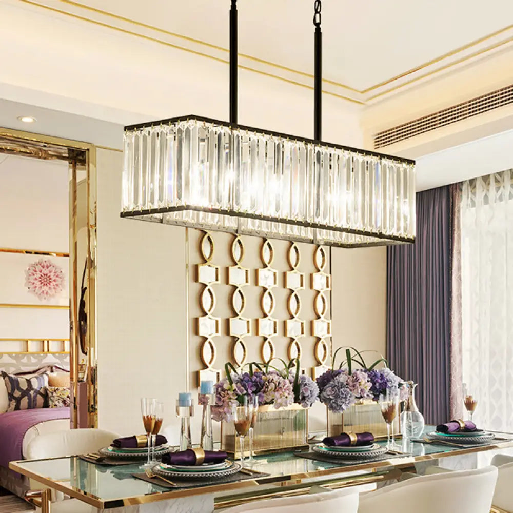 DecorBites™ Clear Crystal Island Pendant Light with 5 Bulbs for Modern Dining Rooms
