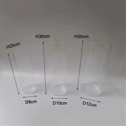 Clear cylinder glass hurricane lamp shade living room vase 3 pack