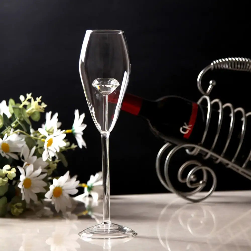 Clear diamond glass champagne flute dining room stemware