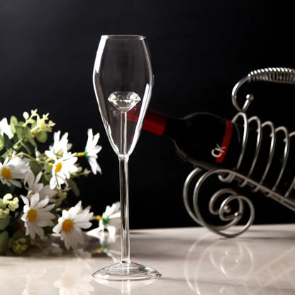 Clear diamond glass champagne flute dining room stemware