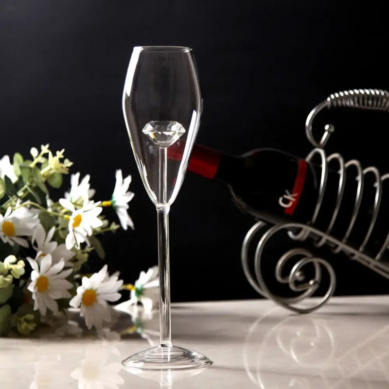 Clear diamond glass champagne flute dining room stemware