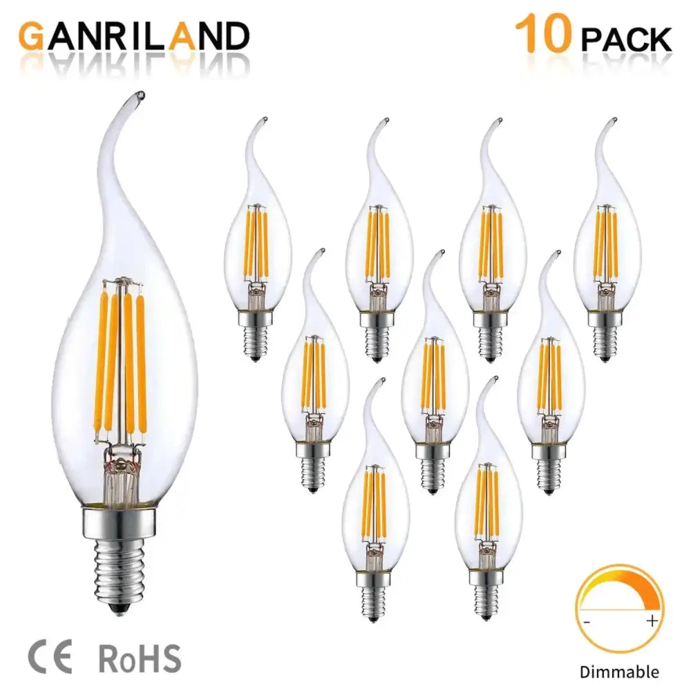 Clear dimmable led filament candle bulbs silver base dining room