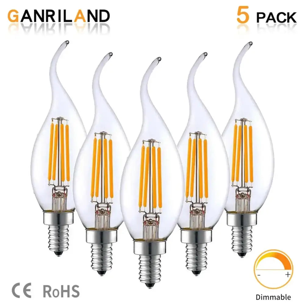 Clear dimmable led filament candle bulbs silver base dining room