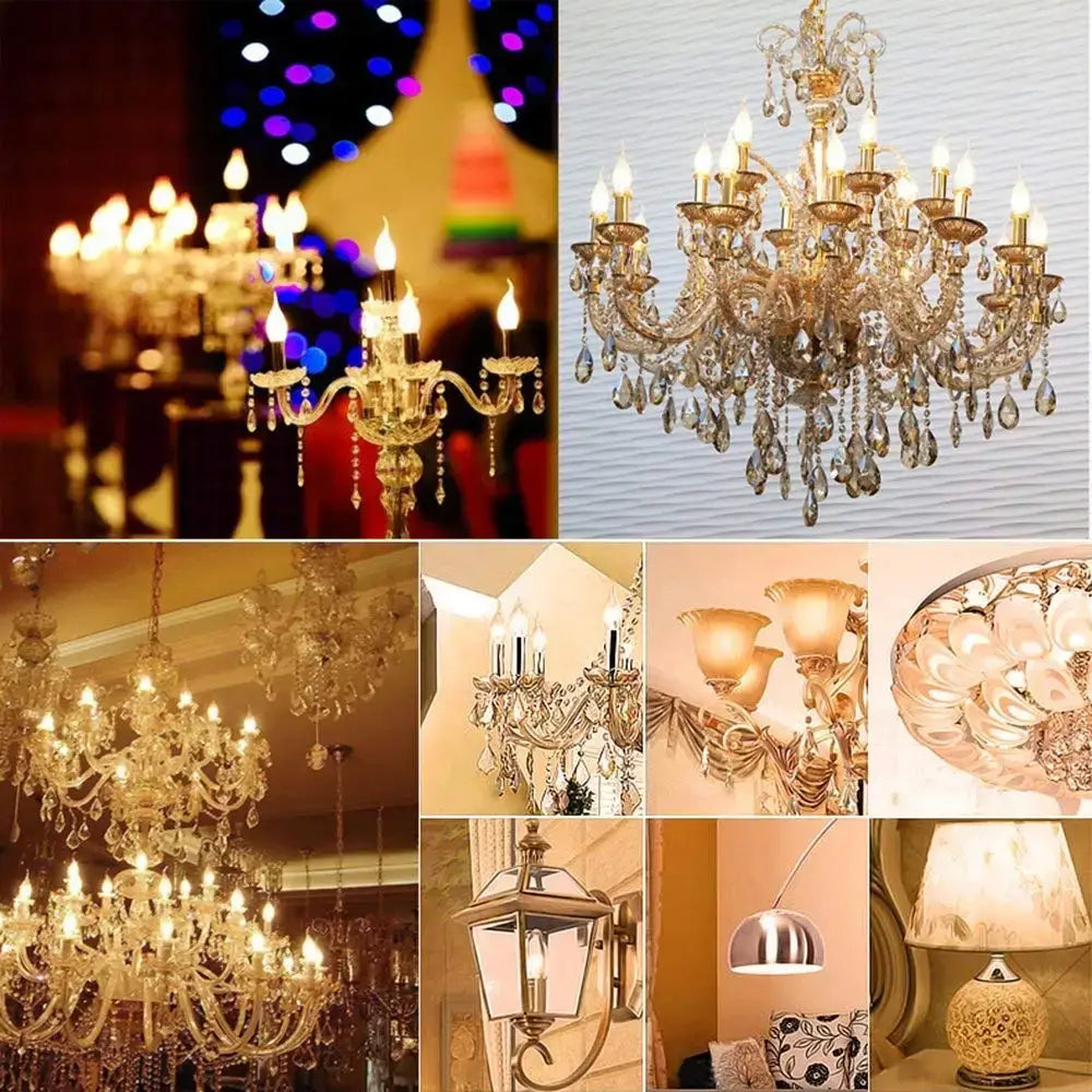Clear dimmable led filament candle bulbs silver base dining room