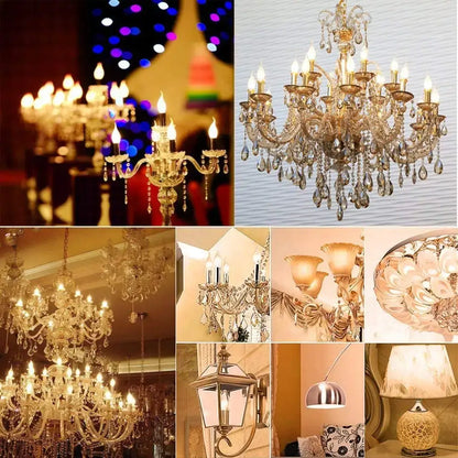 Clear dimmable led filament candle bulbs silver base dining room