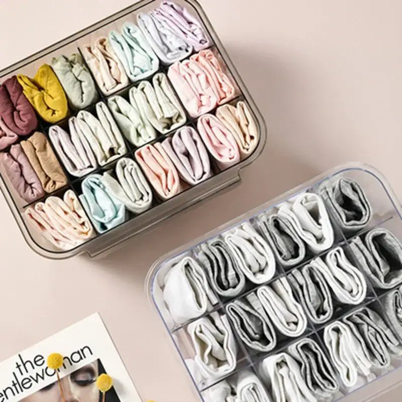 Clear divided plastic drawer closet organizer bedroom wardrobe storage