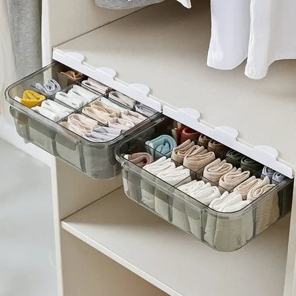 Clear divided plastic drawer closet organizer bedroom wardrobe storage