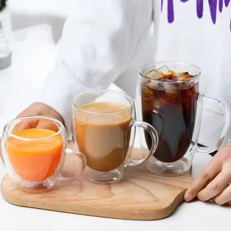 Clear double wall high borosilicate glass mug dining room coffee cup
