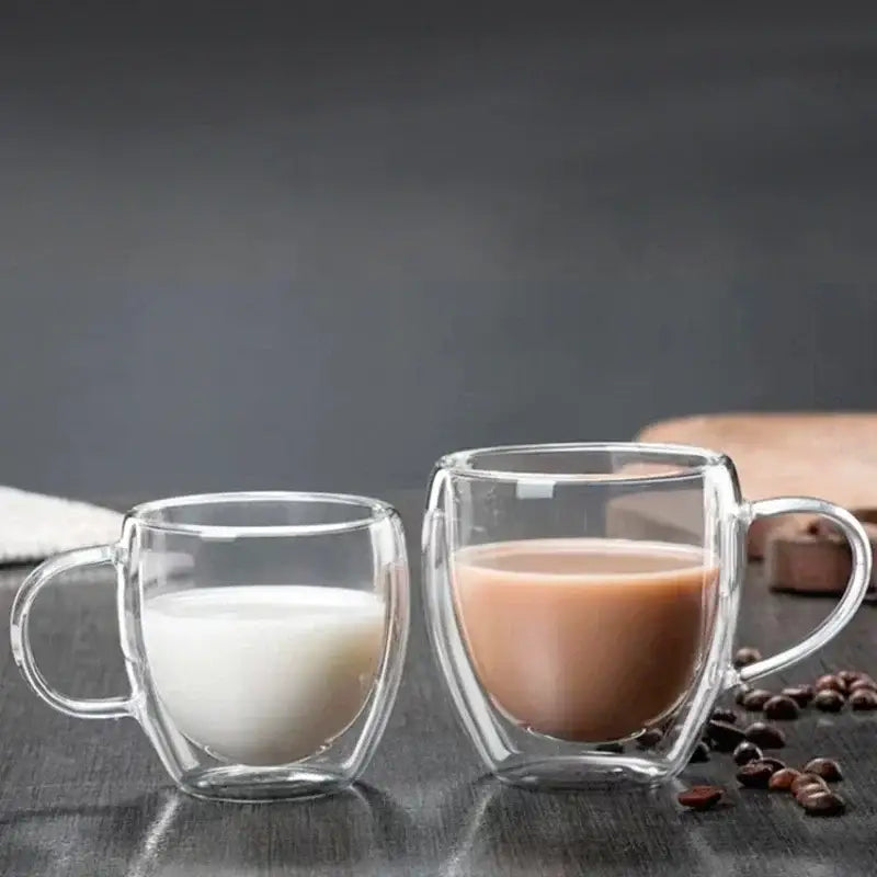 Clear double wall high borosilicate glass mug dining room coffee cup