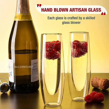 Clear double wall stemless champagne glasses 6pcs – dining room set