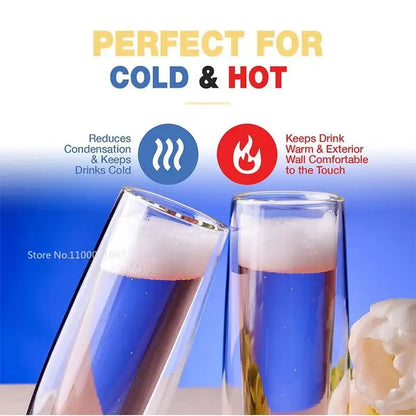 Clear double wall stemless champagne glasses 6pcs – dining room set