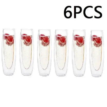 Clear double wall stemless champagne glasses 6pcs – dining room set