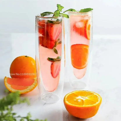 Clear double wall stemless champagne glasses 6pcs – dining room set