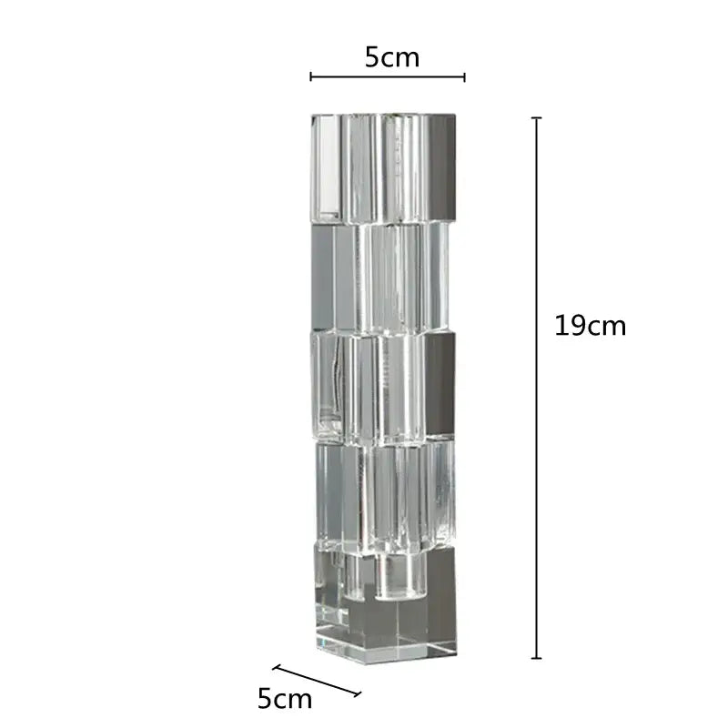 Clear fluted geometric glass vase stack living room flower decor