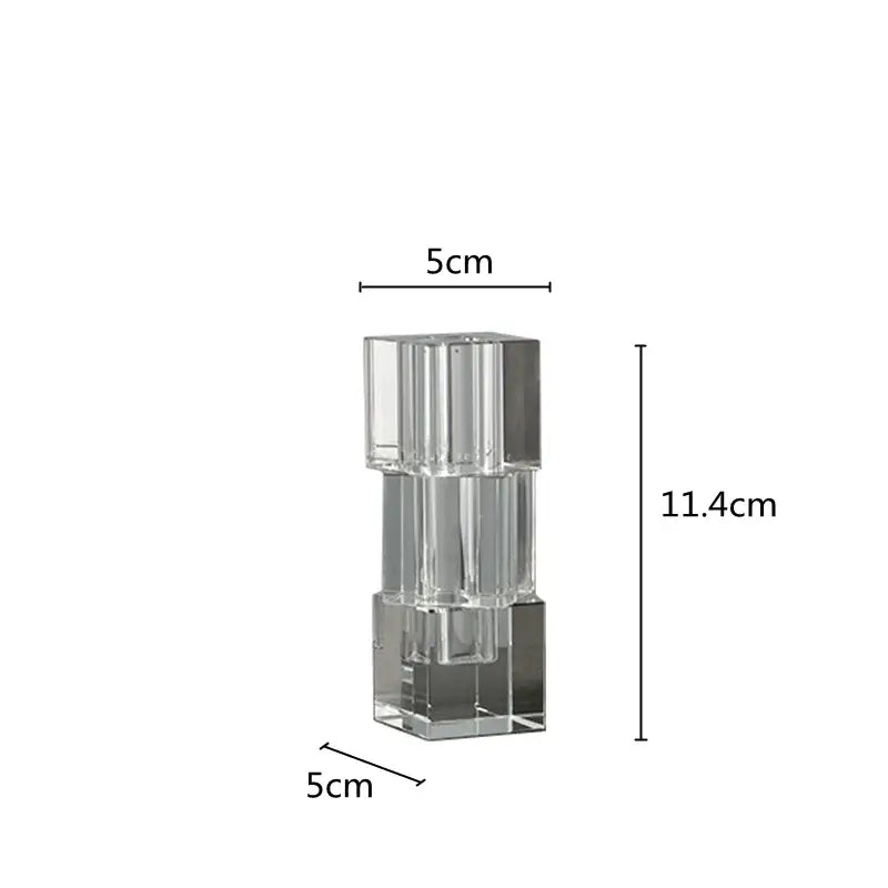 Clear fluted geometric glass vase stack living room flower decor