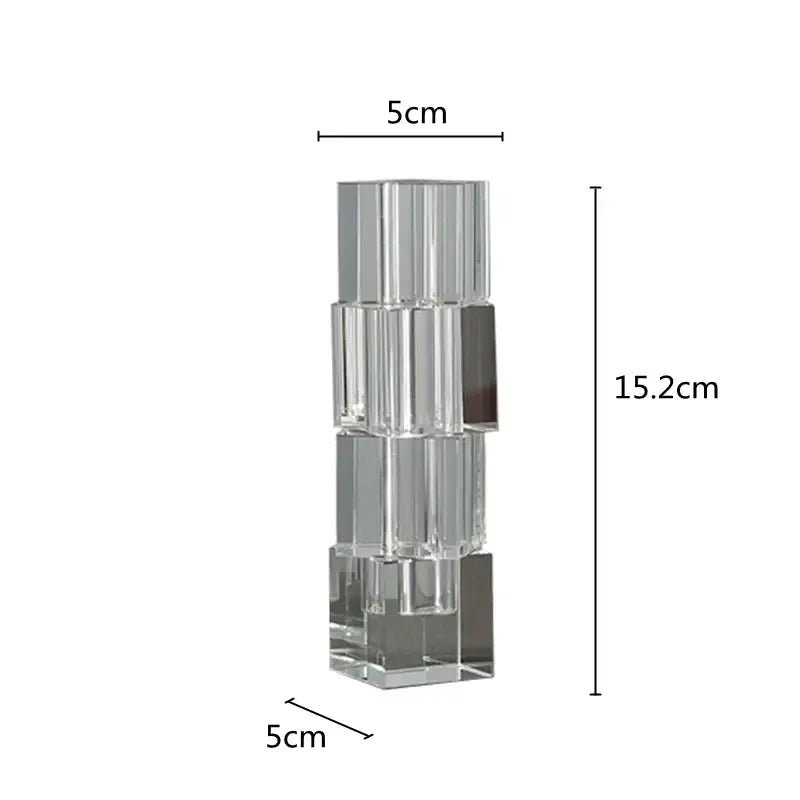 Clear fluted geometric glass vase stack living room flower decor