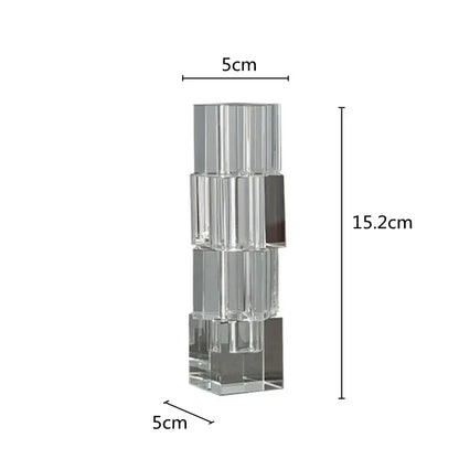 Clear fluted geometric glass vase stack living room flower decor