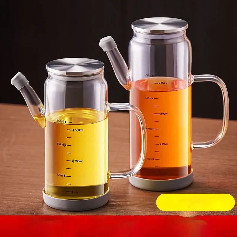 Clear glass and silver condiment bottle set kitchen oil dispensers