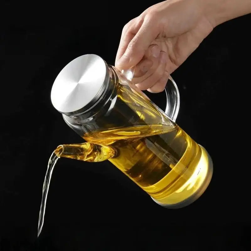Clear glass and silver condiment bottle set kitchen oil dispensers