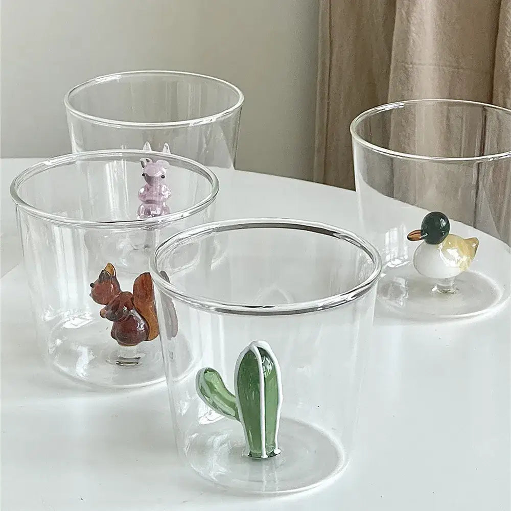 Clear glass cactus cup dining room drinkware