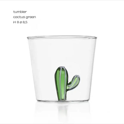Clear glass cactus cup dining room drinkware