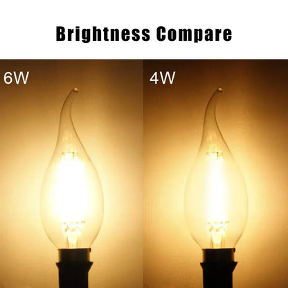 Clear glass candelabra dimmable chandelier led bulbs dining room 12-pack