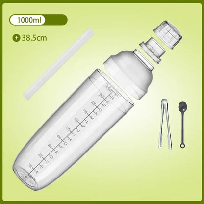 Clear glass cocktail shaker with silver lid for kitchen and barware