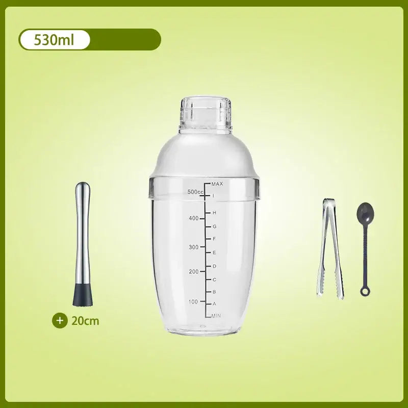 Clear glass cocktail shaker with silver lid for kitchen and barware