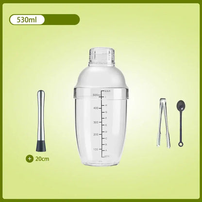 Clear glass cocktail shaker with silver lid for kitchen and barware