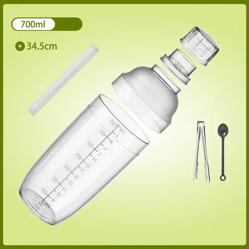 Clear glass cocktail shaker with silver lid for kitchen and barware