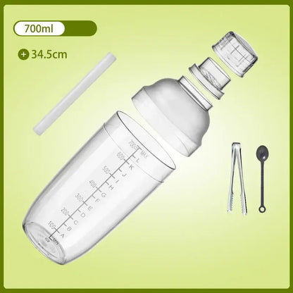 Clear glass cocktail shaker with silver lid for kitchen and barware