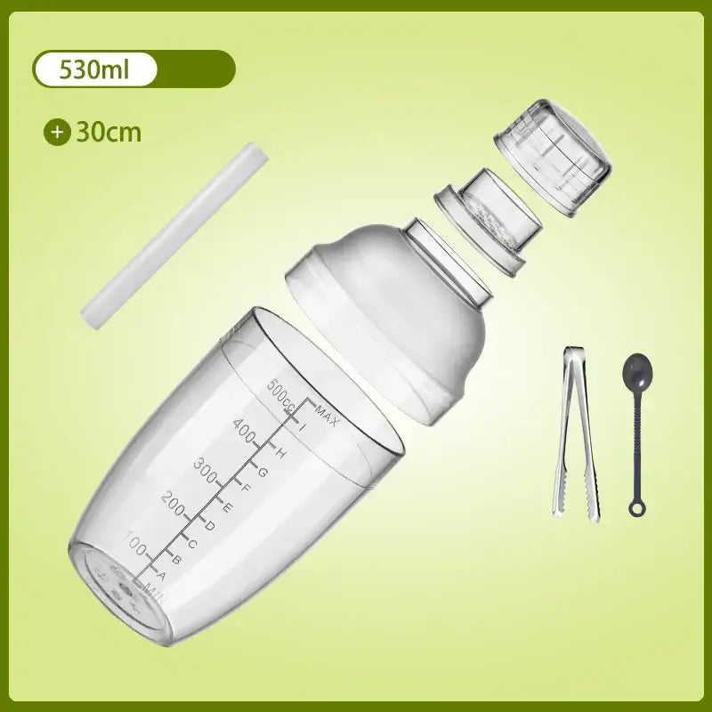 Clear glass cocktail shaker with silver lid for kitchen and barware