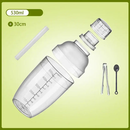 Clear glass cocktail shaker with silver lid for kitchen and barware
