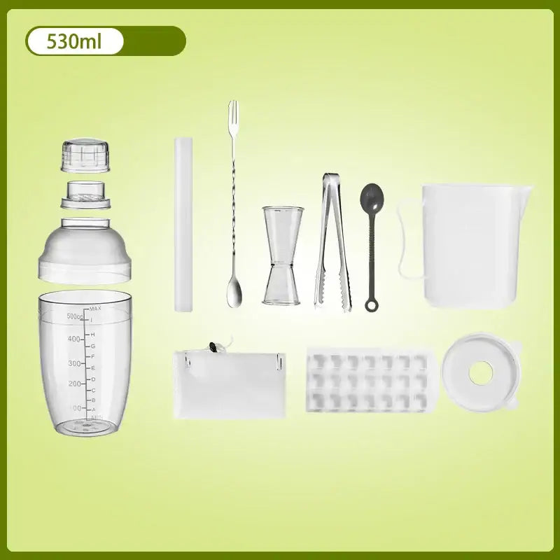 Clear glass cocktail shaker with silver lid for kitchen and barware