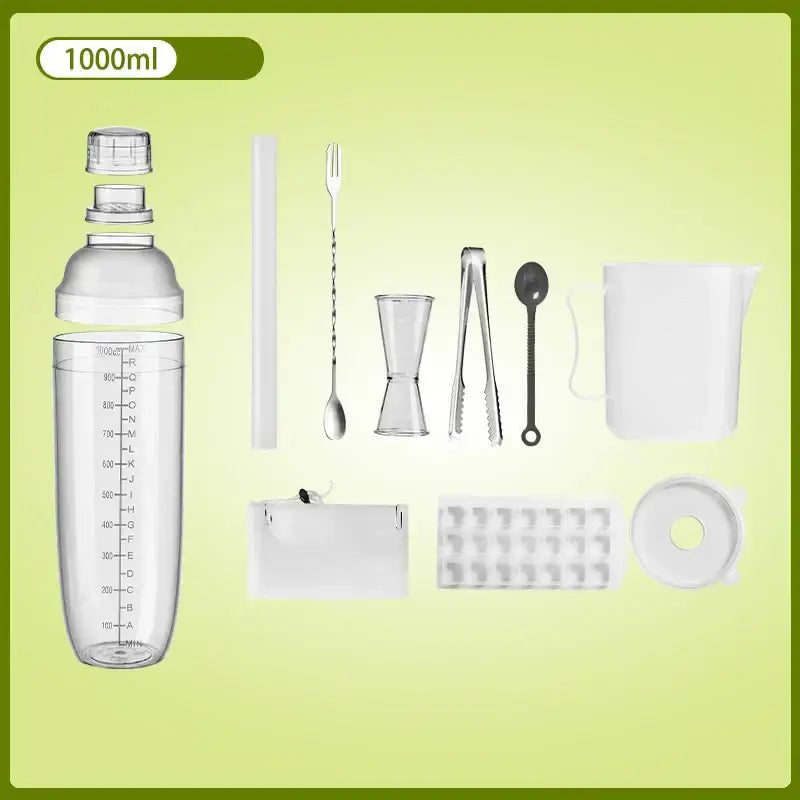 Clear glass cocktail shaker with silver lid for kitchen and barware