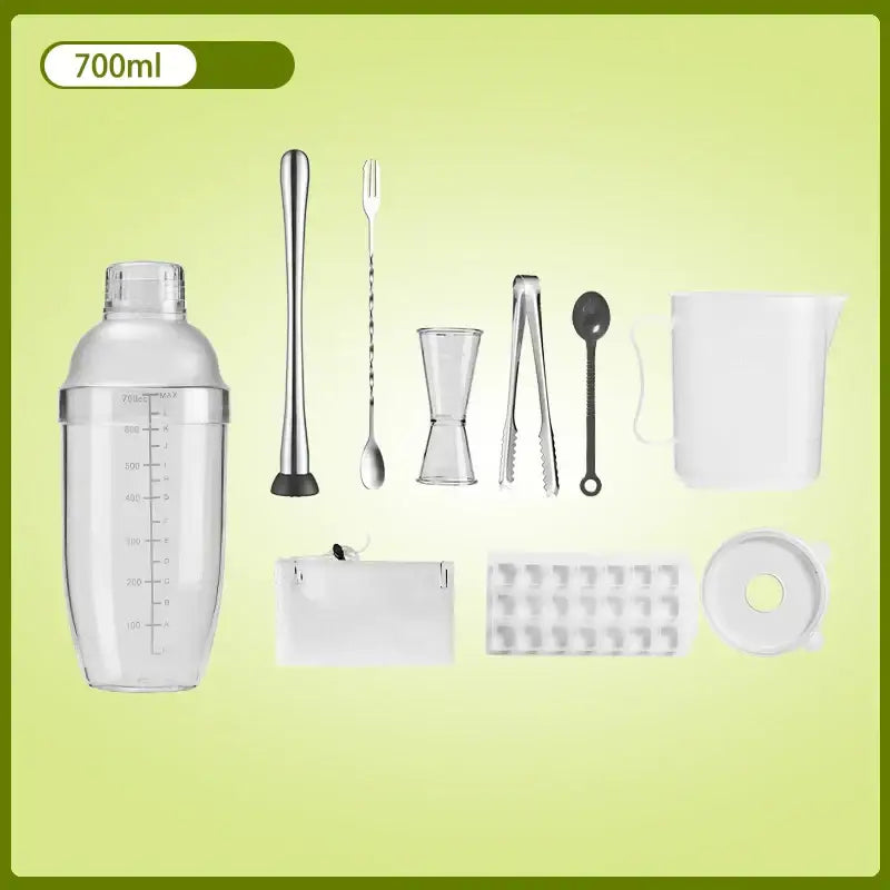 Clear glass cocktail shaker with silver lid for kitchen and barware