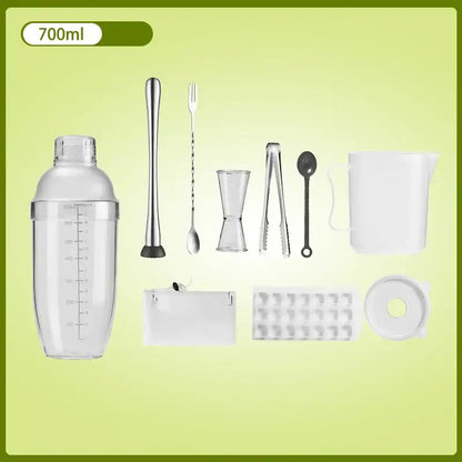 Clear glass cocktail shaker with silver lid for kitchen and barware