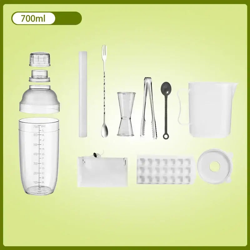 Clear glass cocktail shaker with silver lid for kitchen and barware