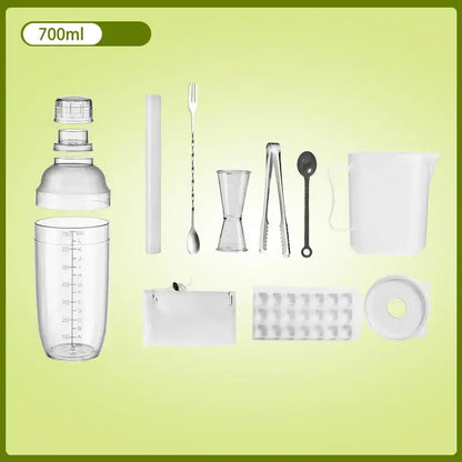 Clear glass cocktail shaker with silver lid for kitchen and barware