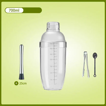 Clear glass cocktail shaker with silver lid for kitchen and barware