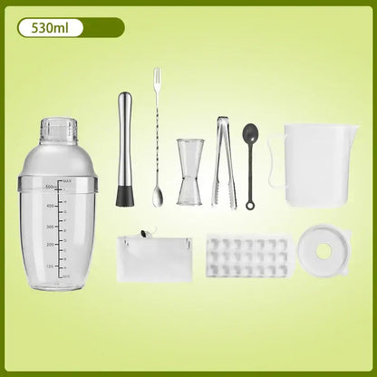 Clear glass cocktail shaker with silver lid for kitchen and barware